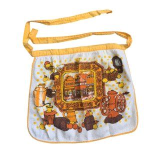 Vintage 70's Novelty Print Retro Kitchen Waist Apron USA